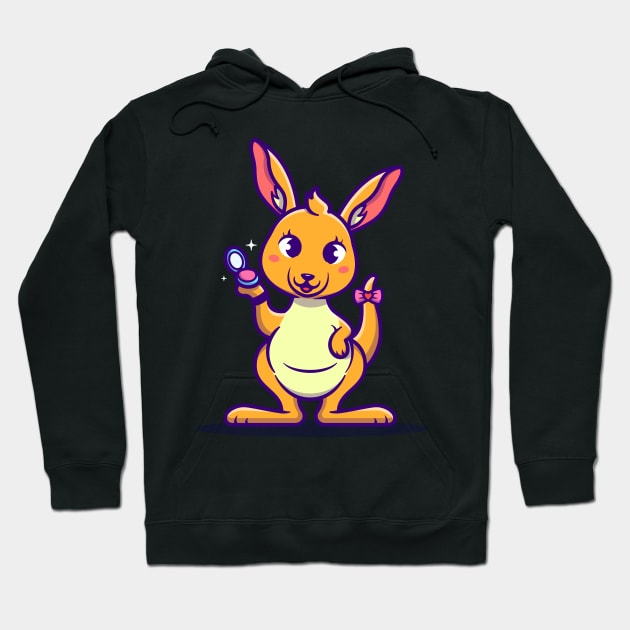 Cute Kangaroo With Make Up Cartoon Hoodie by Catalyst Labs